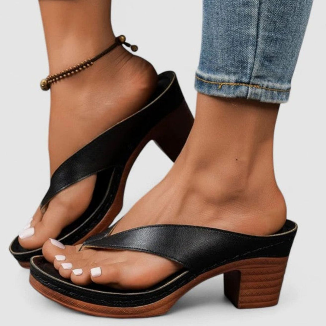 Women's Orthopedic Arch-Support Crossband Wedge Sandals - Black