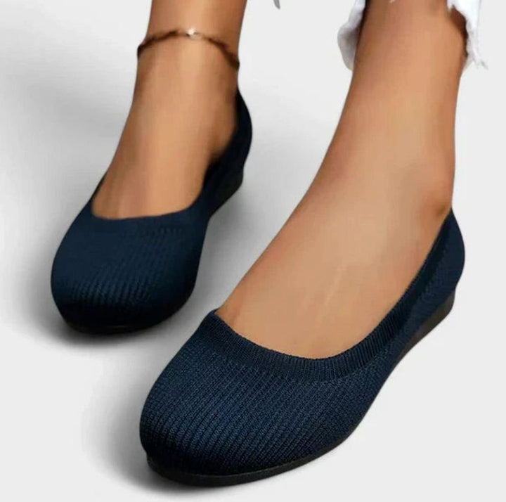 Women's Orthopedic Arch-Support Knit Slip-On Flats - Navy Blue