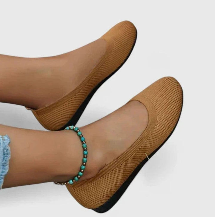 Women's Orthopedic Arch-Support Knit Slip-On Flats - Chocolate