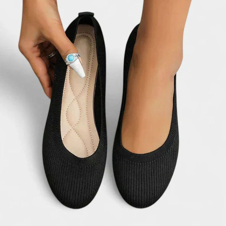Women's Orthopedic Arch-Support Knit Slip-On Flats - Black