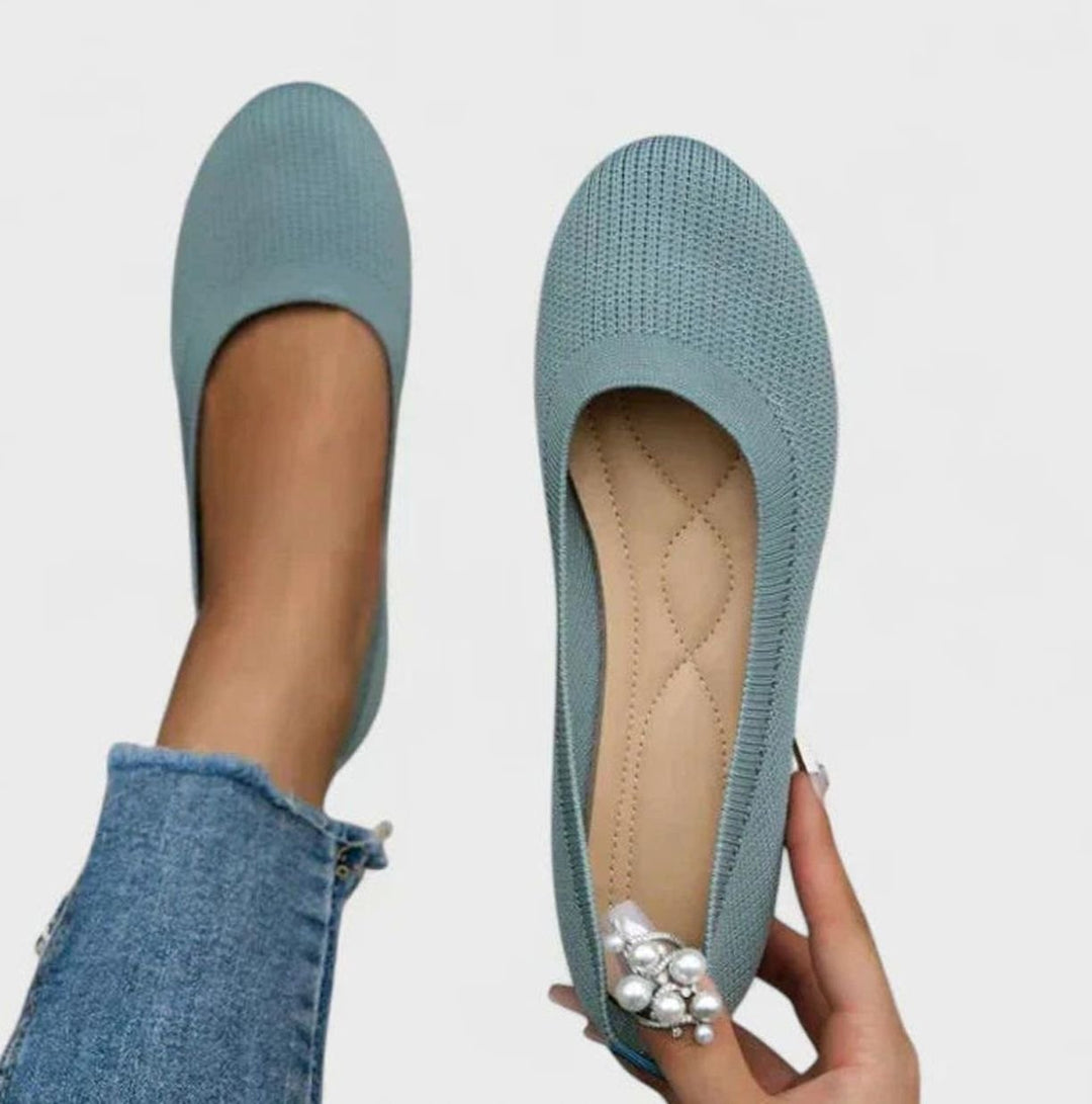 Women's Orthopedic Arch-Support Knit Slip-On Flats - Light Blue