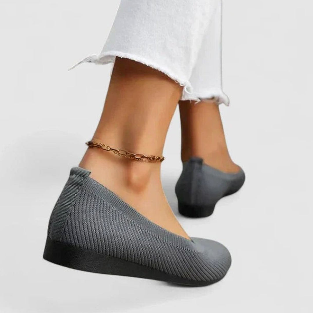 Women's Orthopedic Arch-Support Knit Slip-On Flats - Gray
