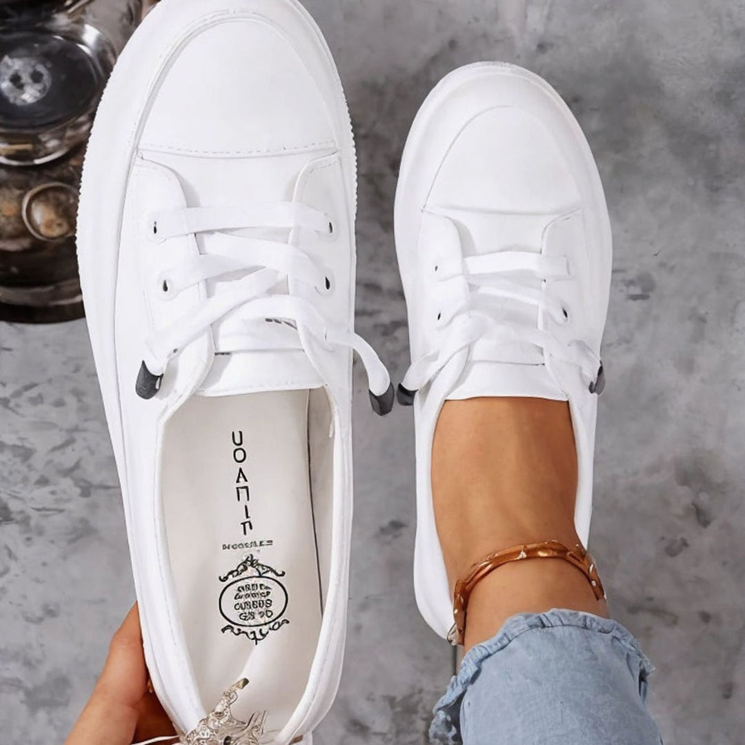 Women's Orthopedic Arch-Support Lace-Up Casual Sneakers - White