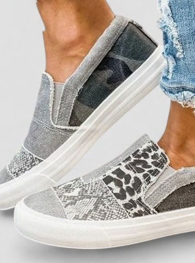Women's Orthopedic Arch-Support Non-Slip Mixed-Print Slip-On Sneakers