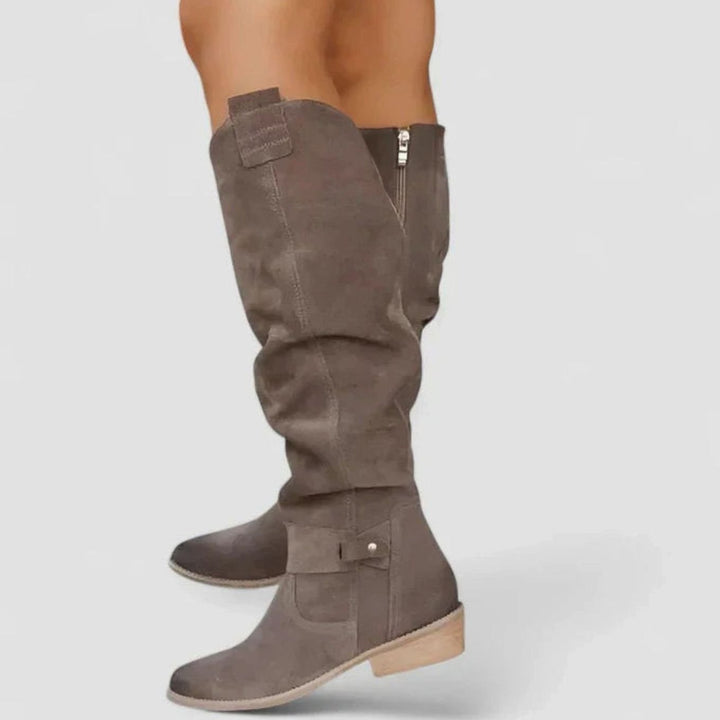 Women's Orthopedic Boots Knee-High Slouch Block-Heel Strap