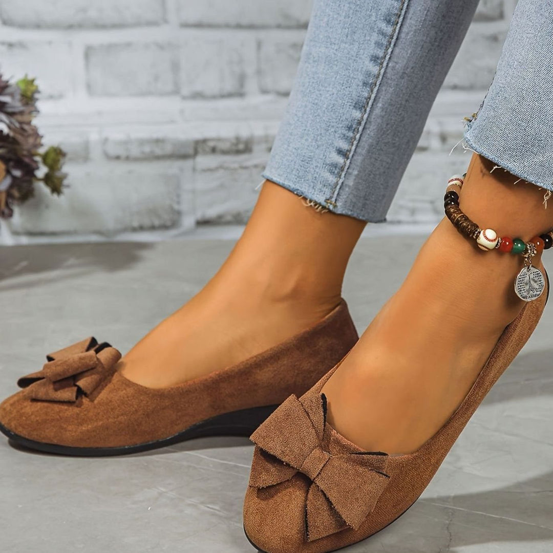 Women's Orthopedic Bow-Detail Suede Flat Shoes