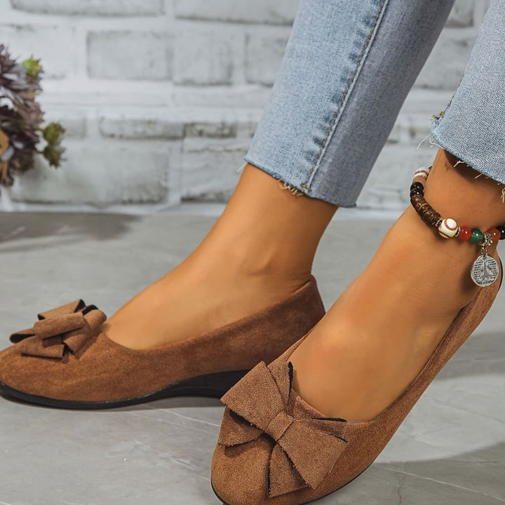 Women's Orthopedic Bow-Detail Suede Flat Shoes