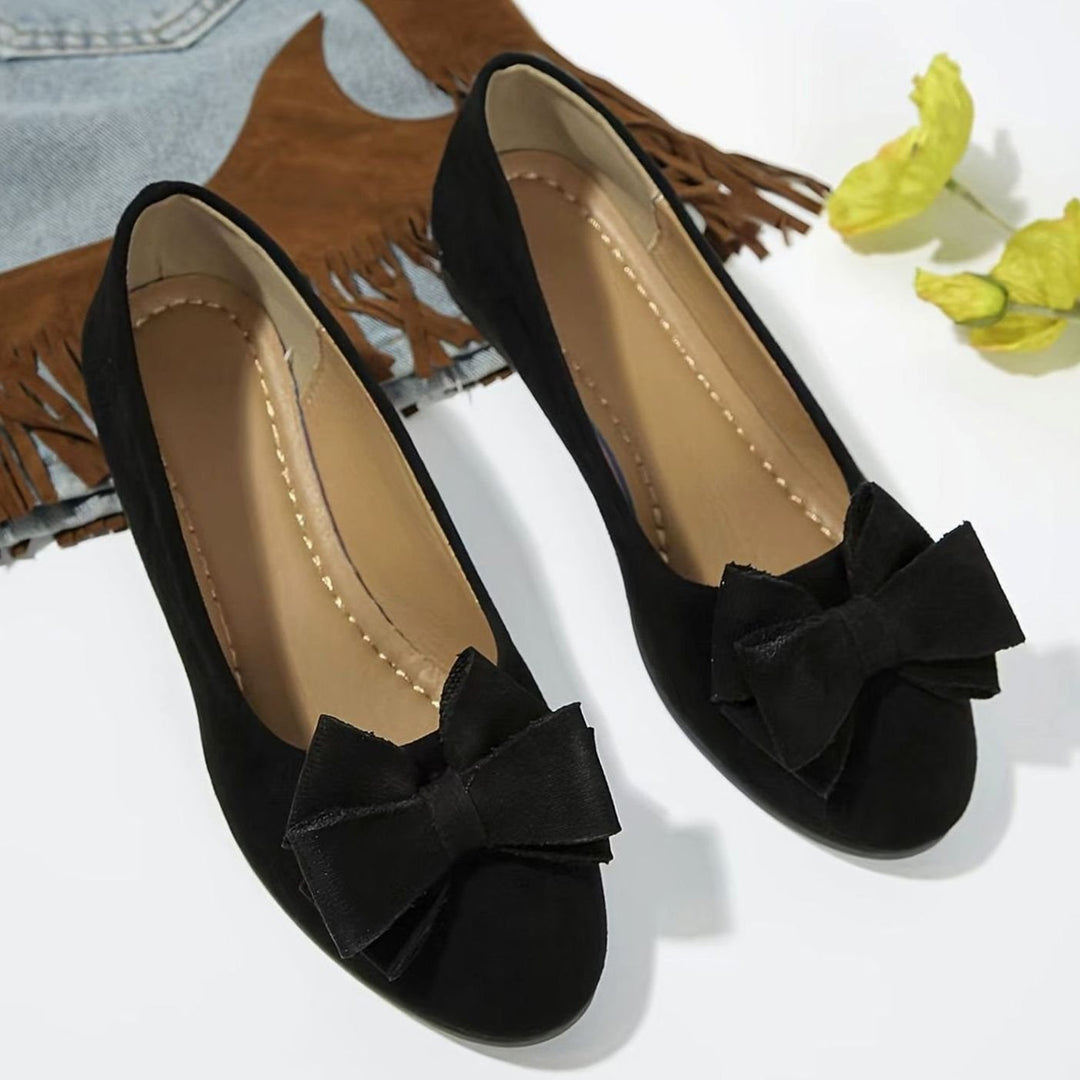 Women's Orthopedic Bow-Detail Suede Flat Shoes
