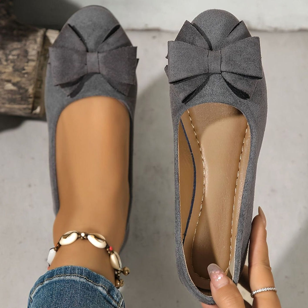 Women's Orthopedic Bow-Detail Suede Flat Shoes