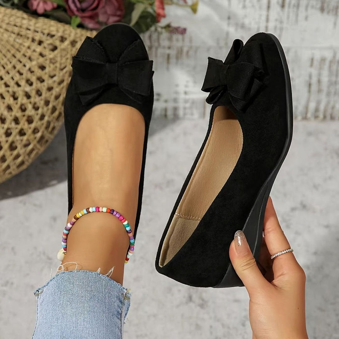 Women's Orthopedic Bow-Detail Suede Flat Shoes
