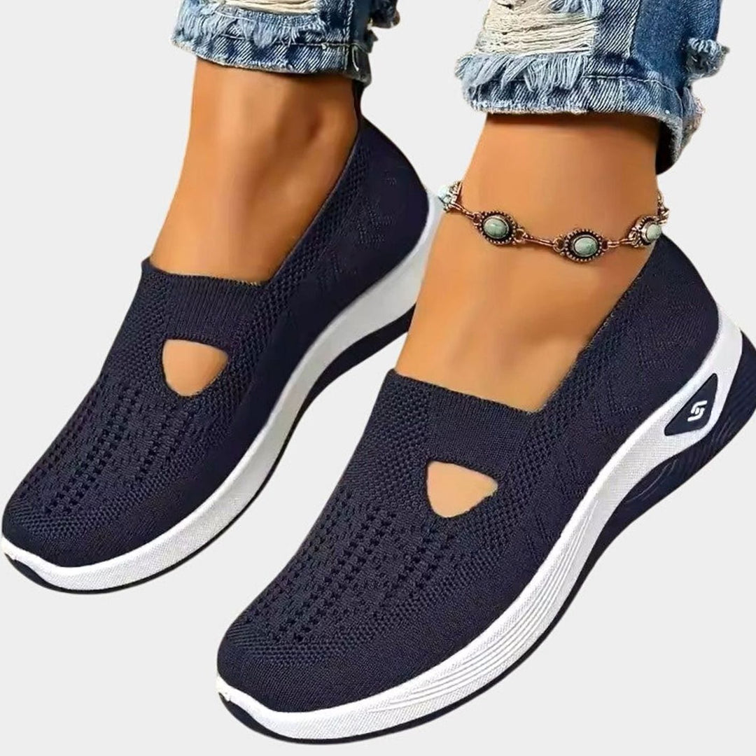 Women's Orthopedic Breathable Knit Slip-On Shoes - Navy Blue