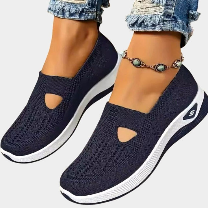 Women's Orthopedic Breathable Knit Slip-On Shoes - Navy Blue