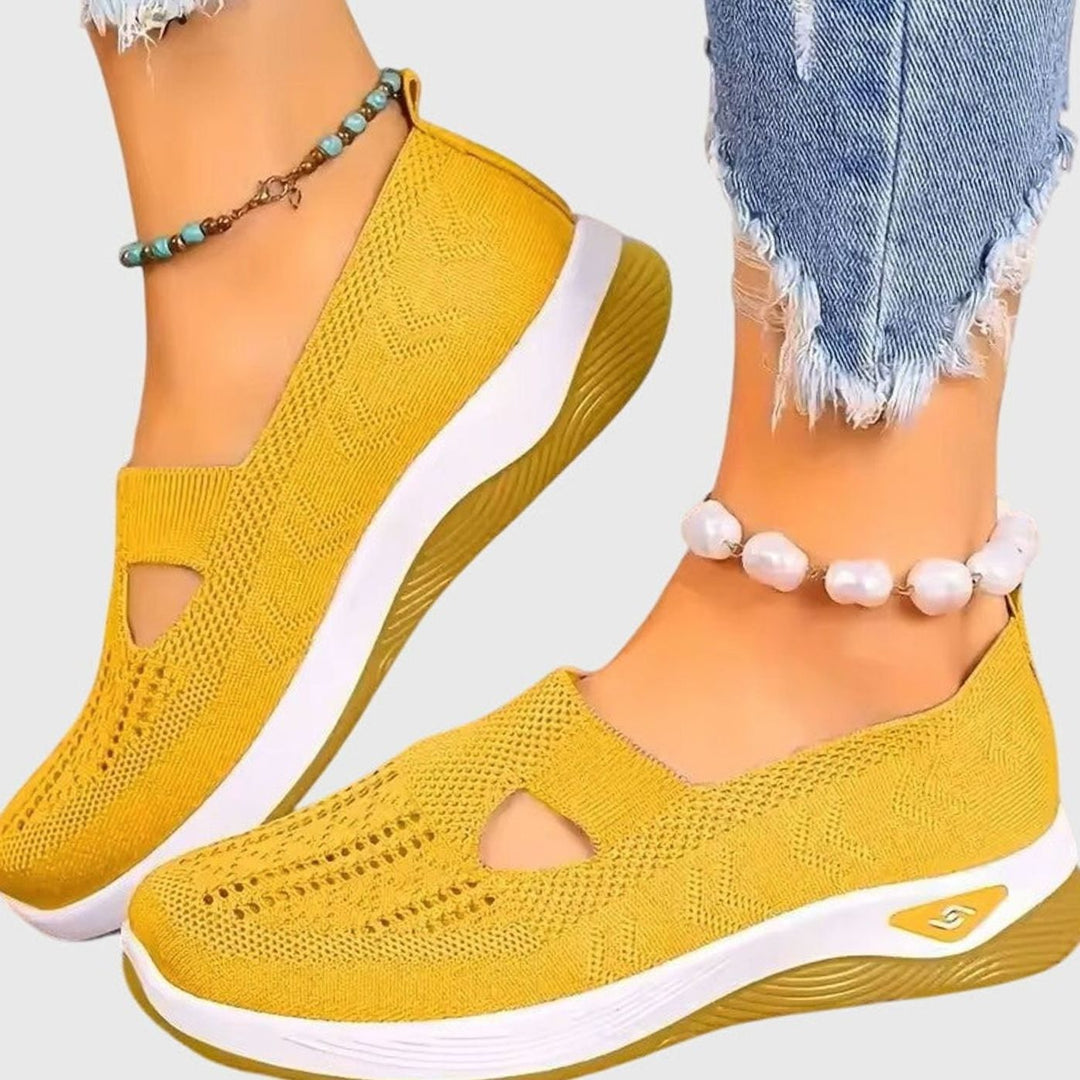 Women's Orthopedic Breathable Knit Slip-On Shoes - Light Yellow