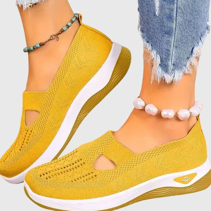 Women's Orthopedic Breathable Knit Slip-On Shoes - Light Yellow