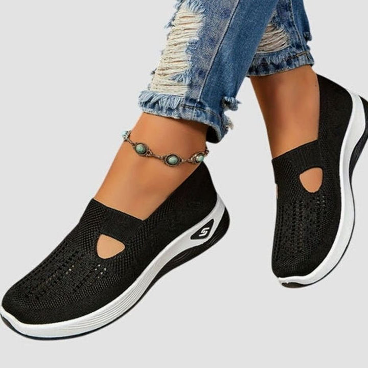Women's Orthopedic Breathable Knit Slip-On Shoes - Black