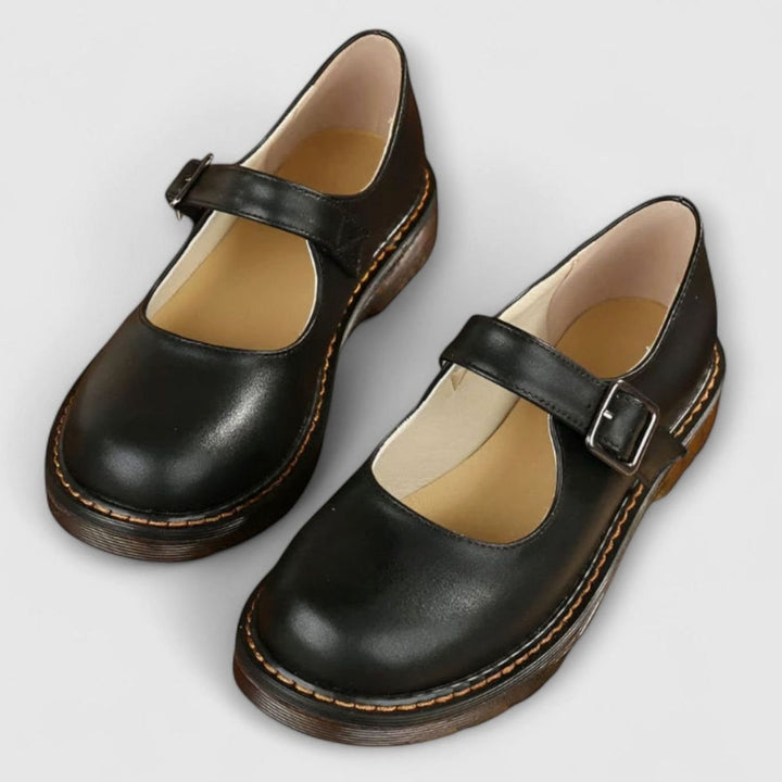 Women's Orthopedic Cushioned Buckle-Strap Mary Jane Shoes - Black