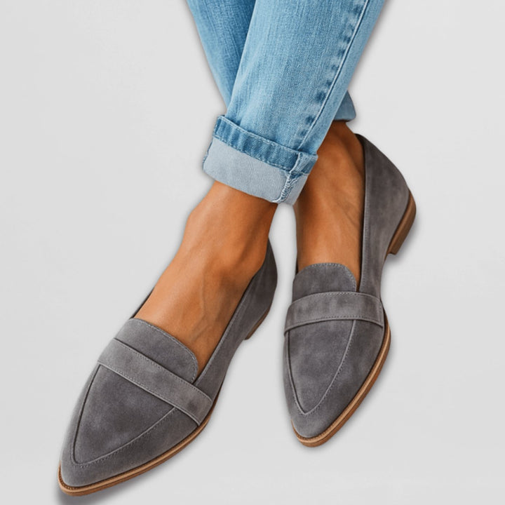Women's Orthopedic Cushioned Pointed-Toe Soft Suede Loafers - Gray