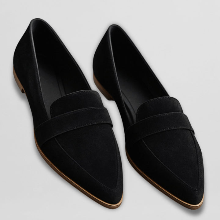 Women's Orthopedic Cushioned Pointed-Toe Soft Suede Loafers - Black