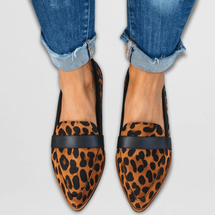 Women's Orthopedic Cushioned Pointed-Toe Soft Suede Loafers - Leopard