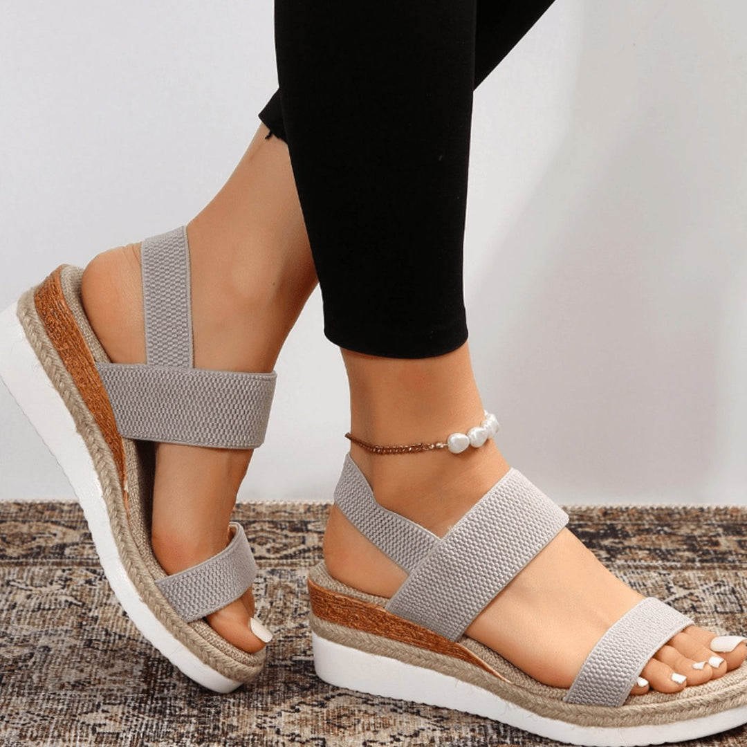 Women's Orthopedic Elastic-Strap Espadrille Platform Sandals - Grey