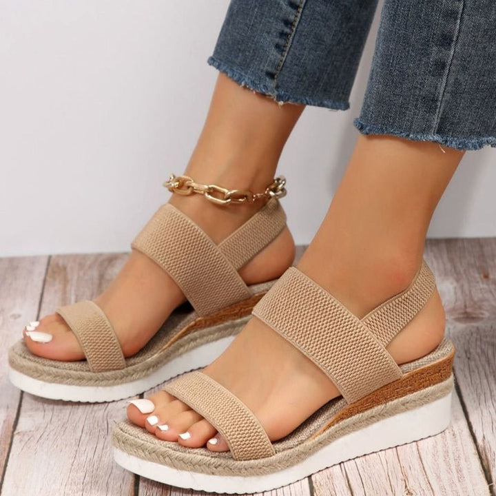 Women's Orthopedic Elastic-Strap Espadrille Platform Sandals