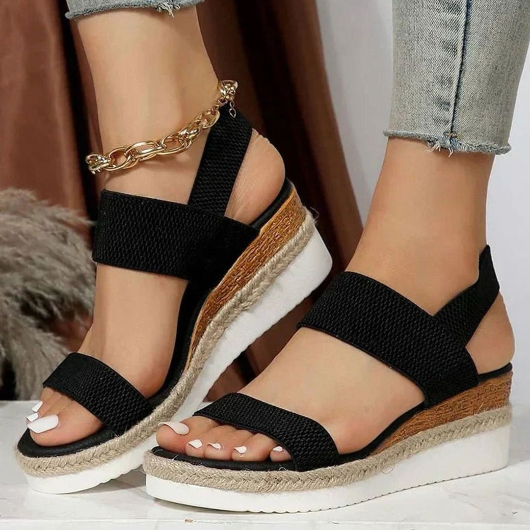 Women's Orthopedic Elastic-Strap Espadrille Platform Sandals