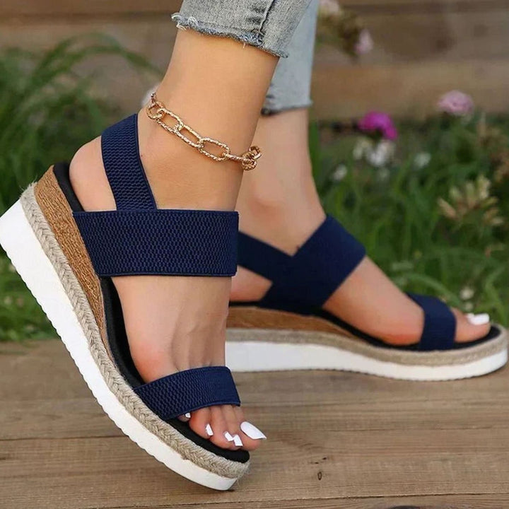 Women's Orthopedic Elastic-Strap Espadrille Platform Sandals