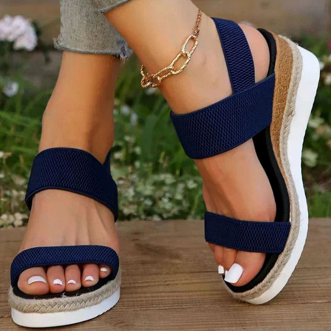 Women's Orthopedic Elastic-Strap Espadrille Platform Sandals