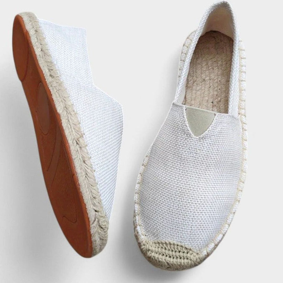 Women's Orthopedic Espadrilles Slip-On Woven Sole Flats - White