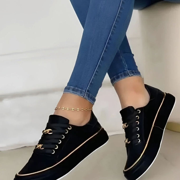 Women's Orthopedic Gold-Accent Lace-Up Platform Sneakers