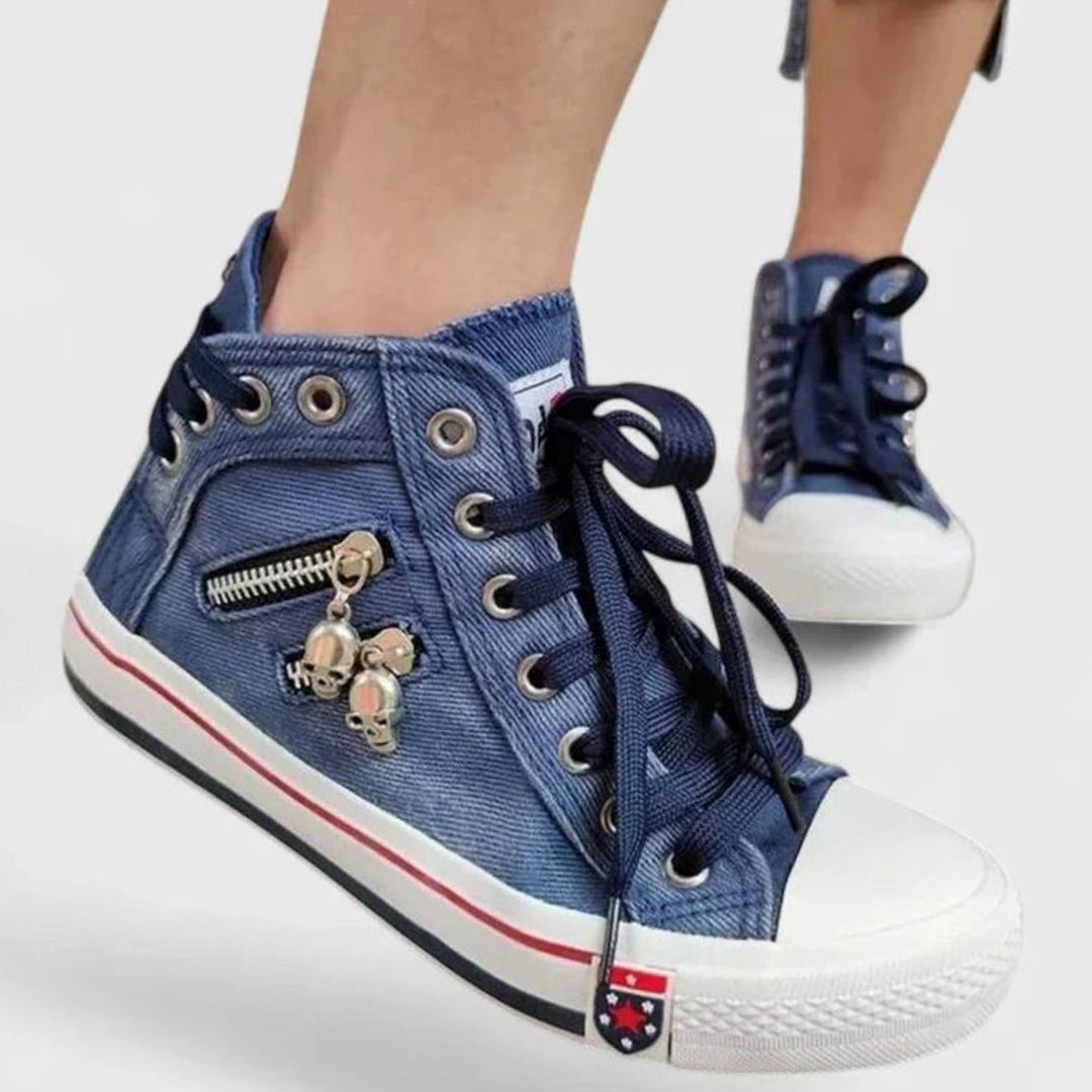 Women's Orthopedic High-Top Denim Lace-Up Sneakers