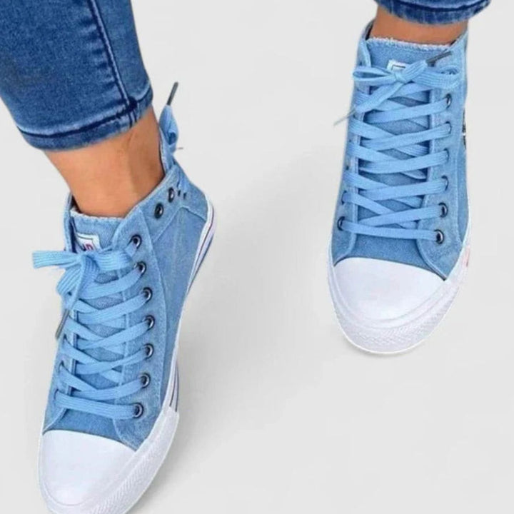 Women's Orthopedic High-Top Denim Lace-Up Sneakers