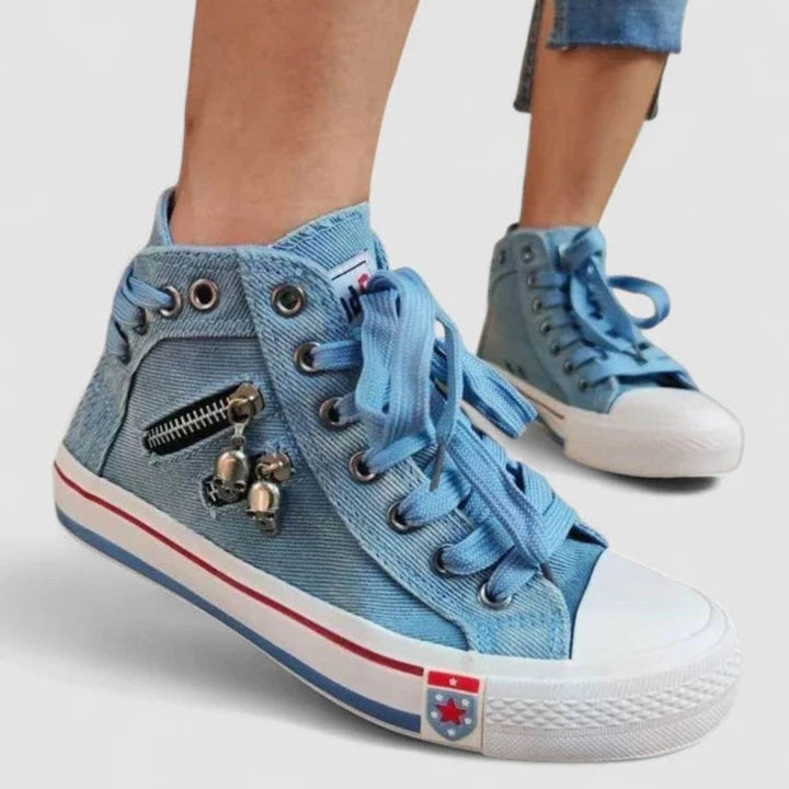 Women's Orthopedic High-Top Denim Lace-Up Sneakers