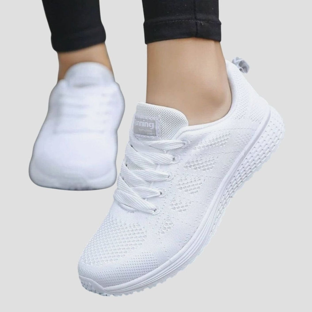 Women's Orthopedic Knit Lace-Up Cushioned Sneakers - White