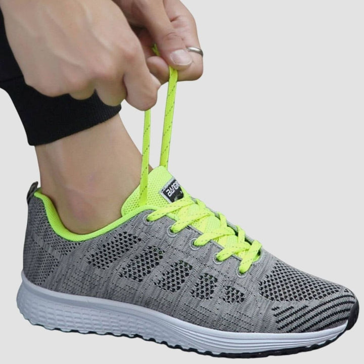 Women's Orthopedic Knit Lace-Up Cushioned Sneakers - Gray/Green