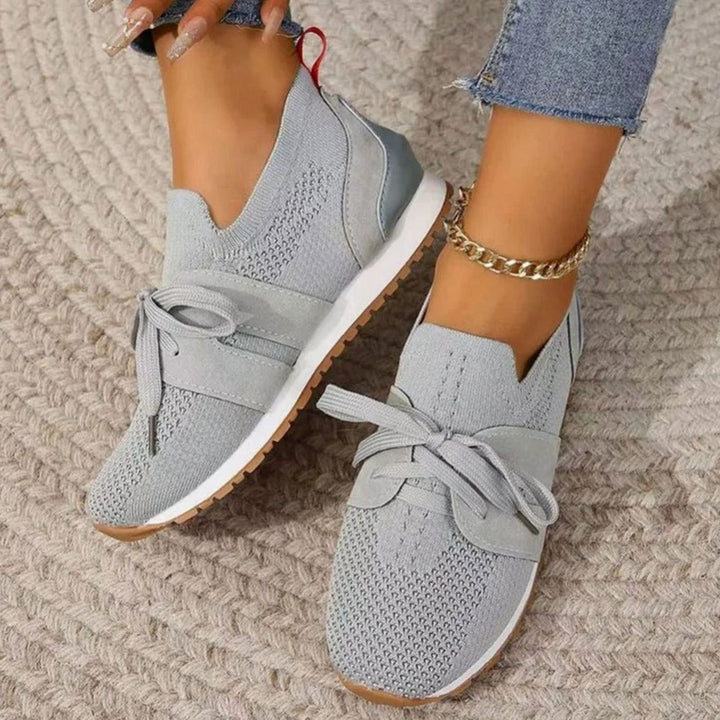 Women's Orthopedic Knit Slip-On Bow-Detail Sneakers - Gray