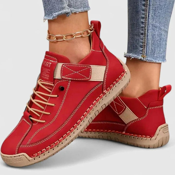 Women's Orthopedic Lace-Up High-Top Sneakers Wide Toe Box - Red