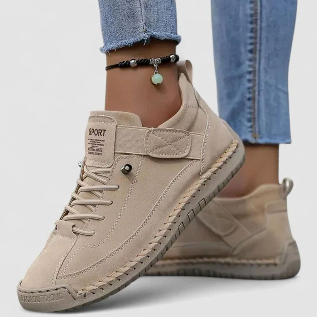 Women's Orthopedic Lace-Up High-Top Sneakers Wide Toe Box - Beige