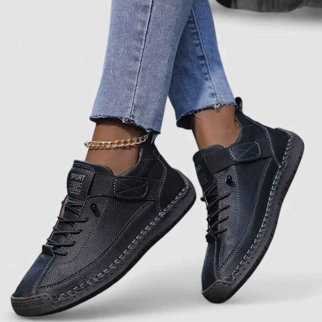 Women's Orthopedic Lace-Up High-Top Sneakers Wide Toe Box - Black