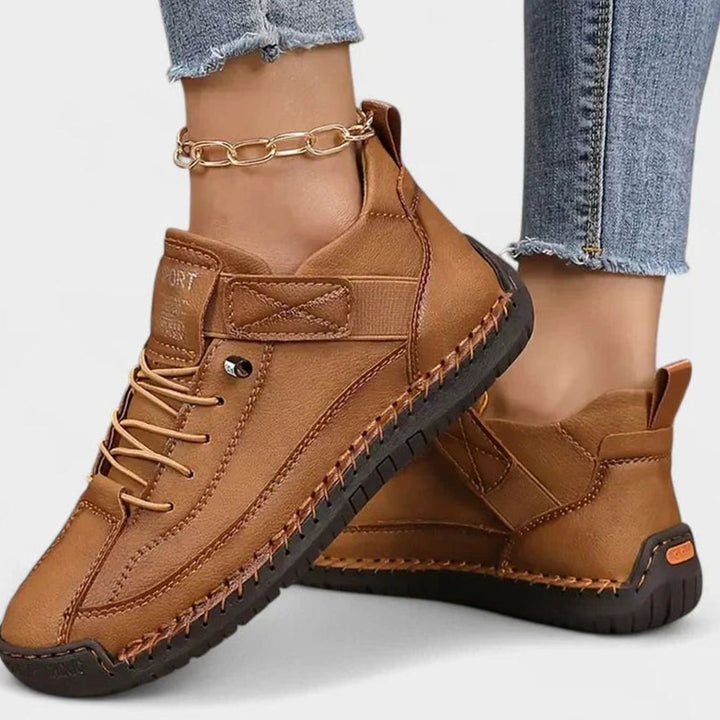 Women's Orthopedic Lace-Up High-Top Sneakers Wide Toe Box - Brown
