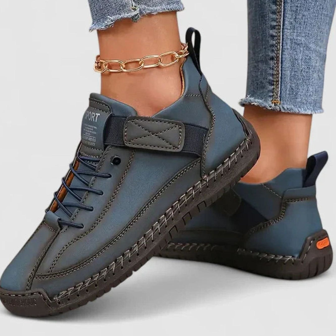 Women's Orthopedic Lace-Up High-Top Sneakers Wide Toe Box - Dark Blue