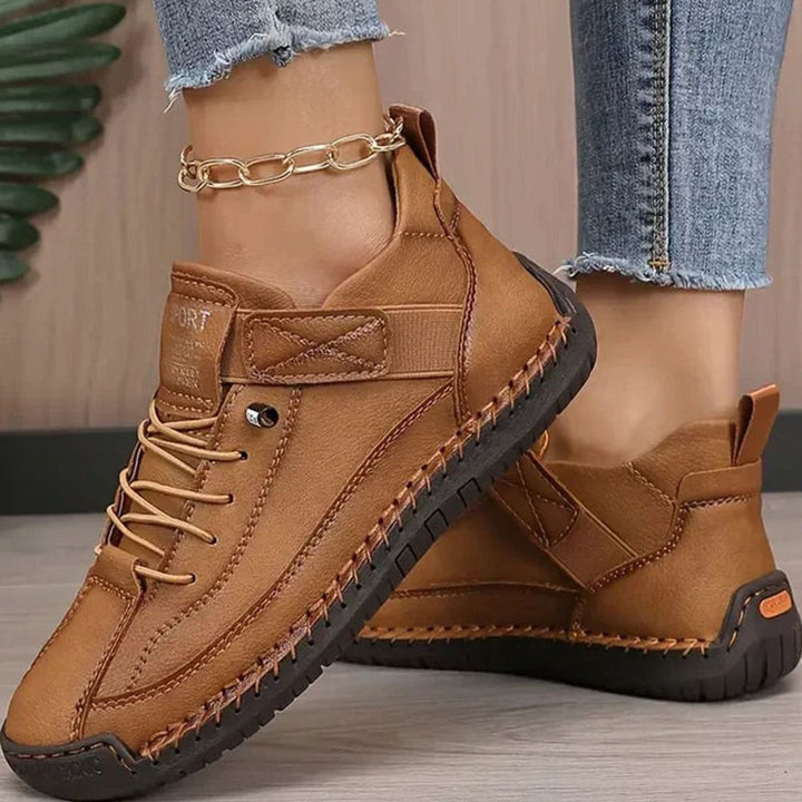 Women's Orthopedic Lace-Up Suede Low-Top Sneakers - Brown