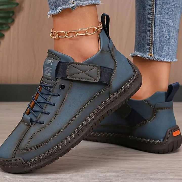 Women's Orthopedic Lace-Up Suede Low-Top Sneakers - Dark Blue