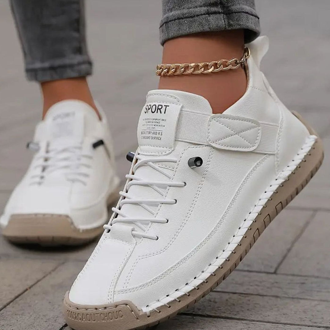 Women's Orthopedic Lace-Up Suede Low-Top Sneakers - White