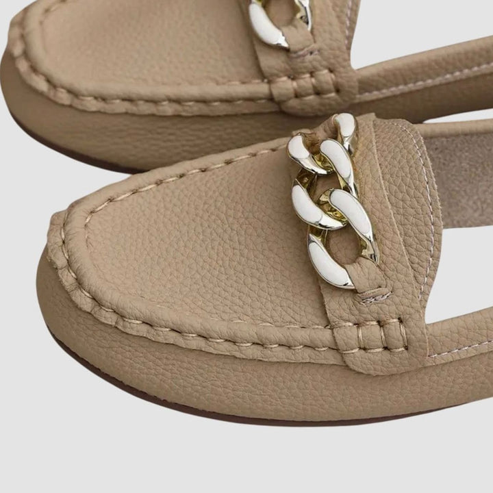 Women's Orthopedic Loafers Cushioned Insole Gold-Chain Slip-On Flats