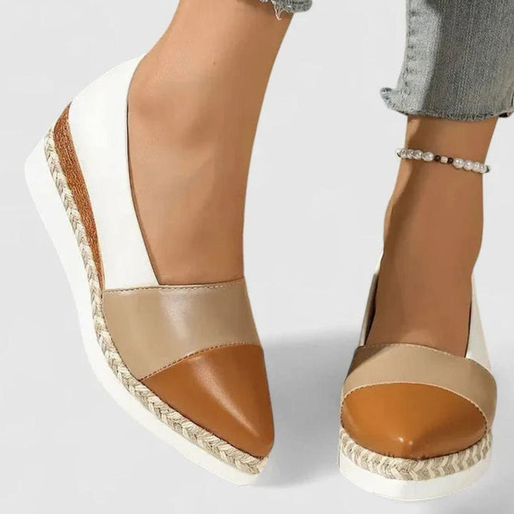 Women's Orthopedic Loafers Metallic Espadrille Wedge Slip-On Flats - Cream