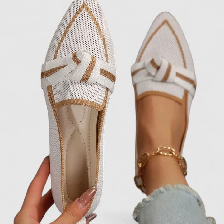 Women's Orthopedic Loafers Pointed-Toe Knit Slip-On Flats - White