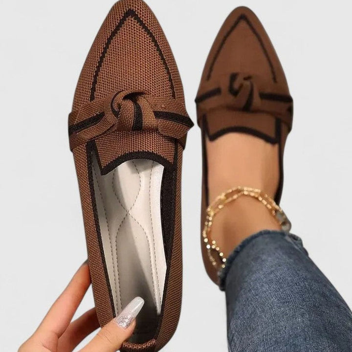 Women's Orthopedic Loafers Pointed-Toe Knit Slip-On Flats - Khaki