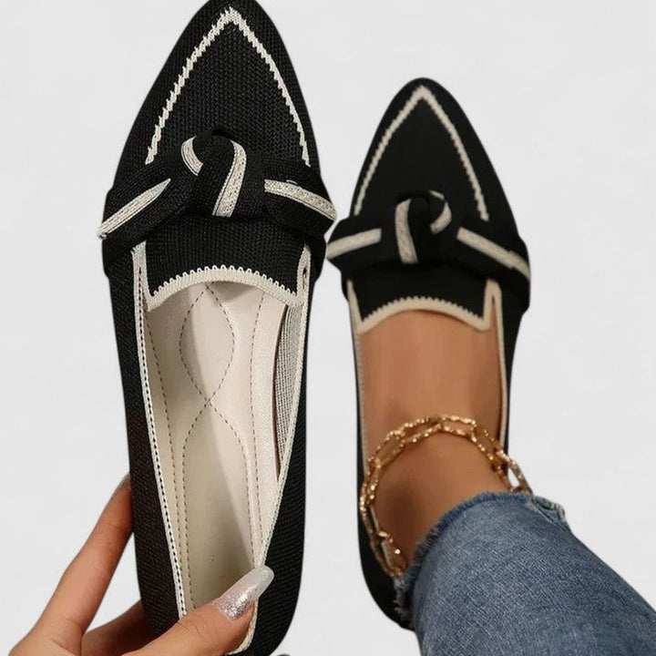 Women's Orthopedic Loafers Pointed-Toe Knit Slip-On Flats - Black