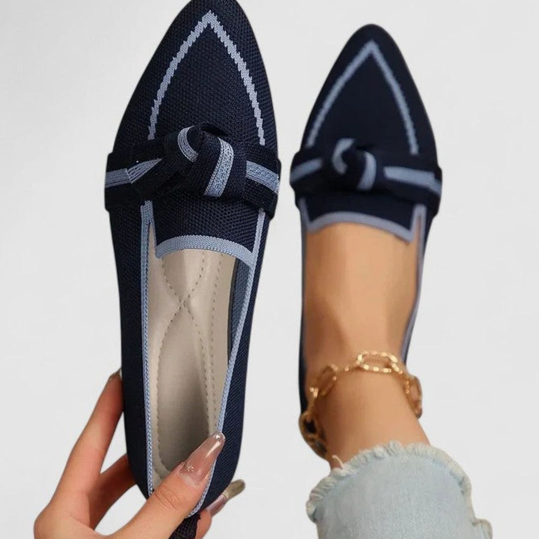 Women's Orthopedic Loafers Pointed-Toe Knit Slip-On Flats - Dark Blue
